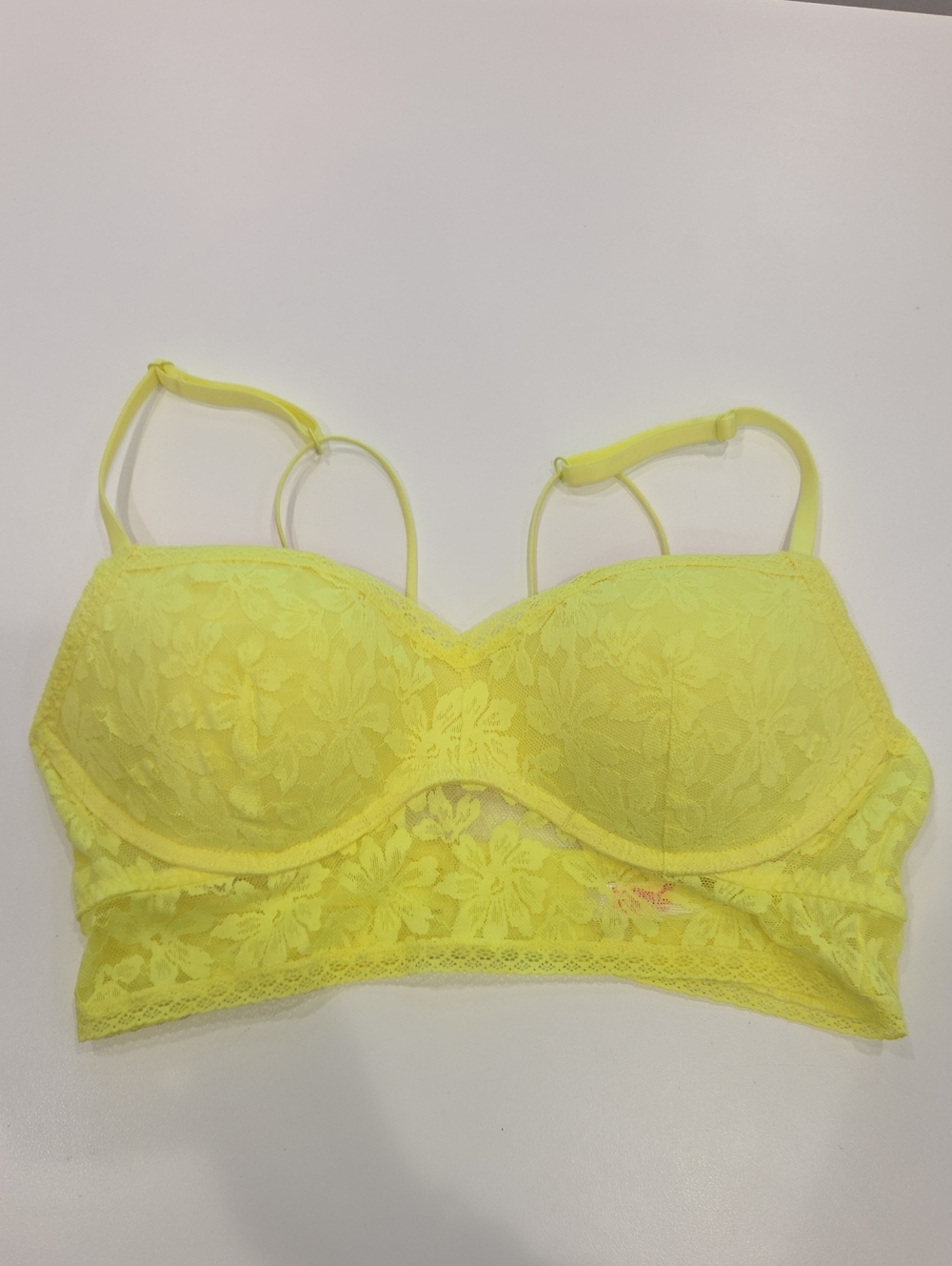 Pink Victoria Secret Yellow Lace Bralette - Women Intimates